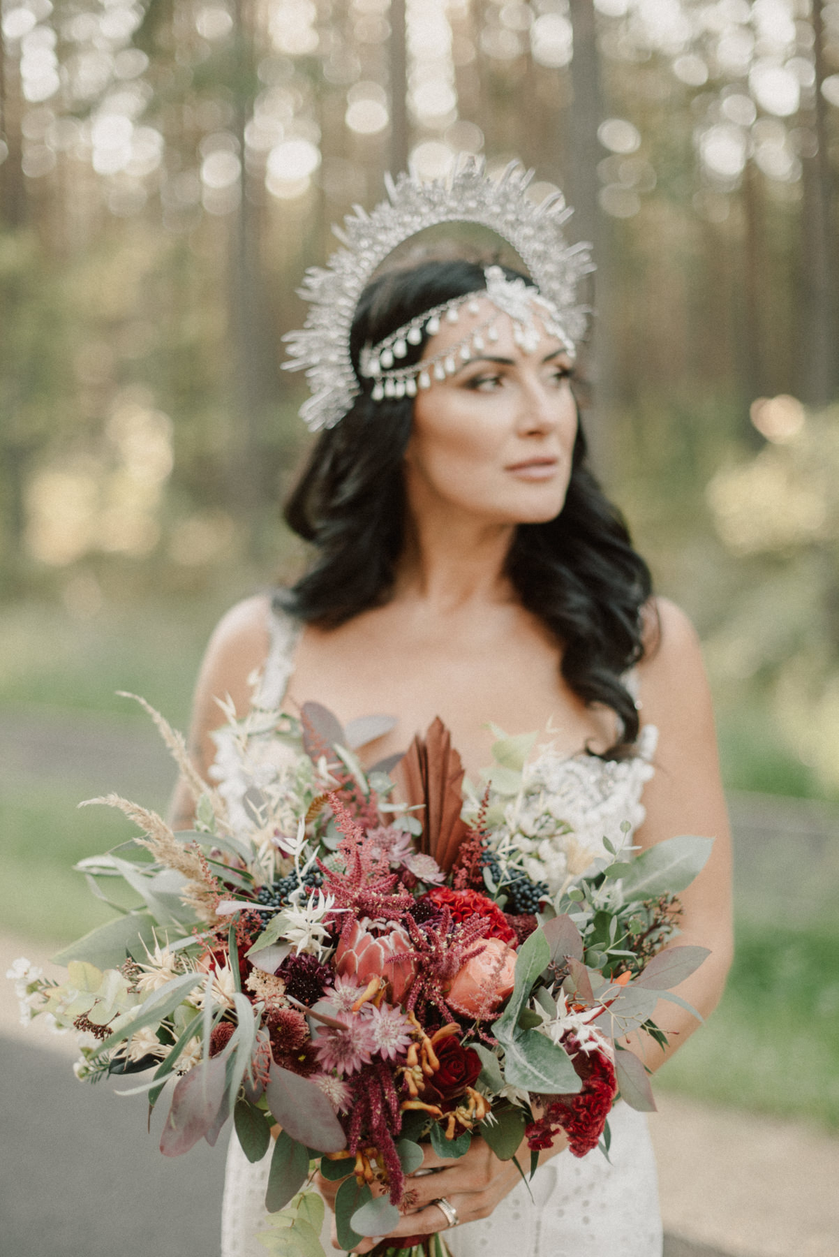 boho chic with bridal crown